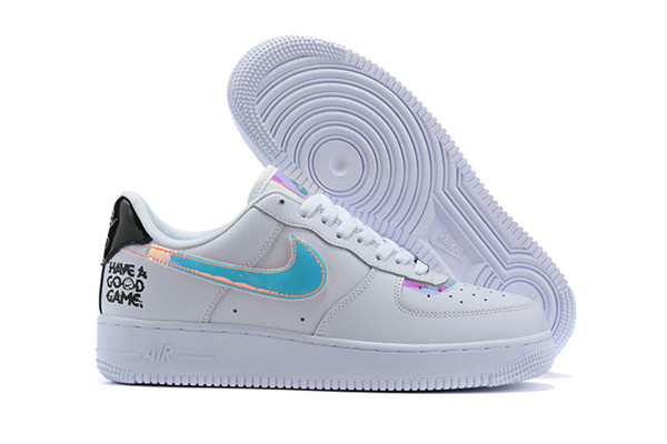 Women's Air Force 1 Low Top White/Aqua Shoes 080